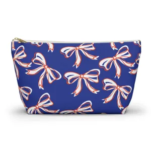 Trendy Bow Makeup Bag - Graduation Gift, Bed Party Gift, Acceptance Gift, College Gift, Florida Gators, UF, Blue and Orange
