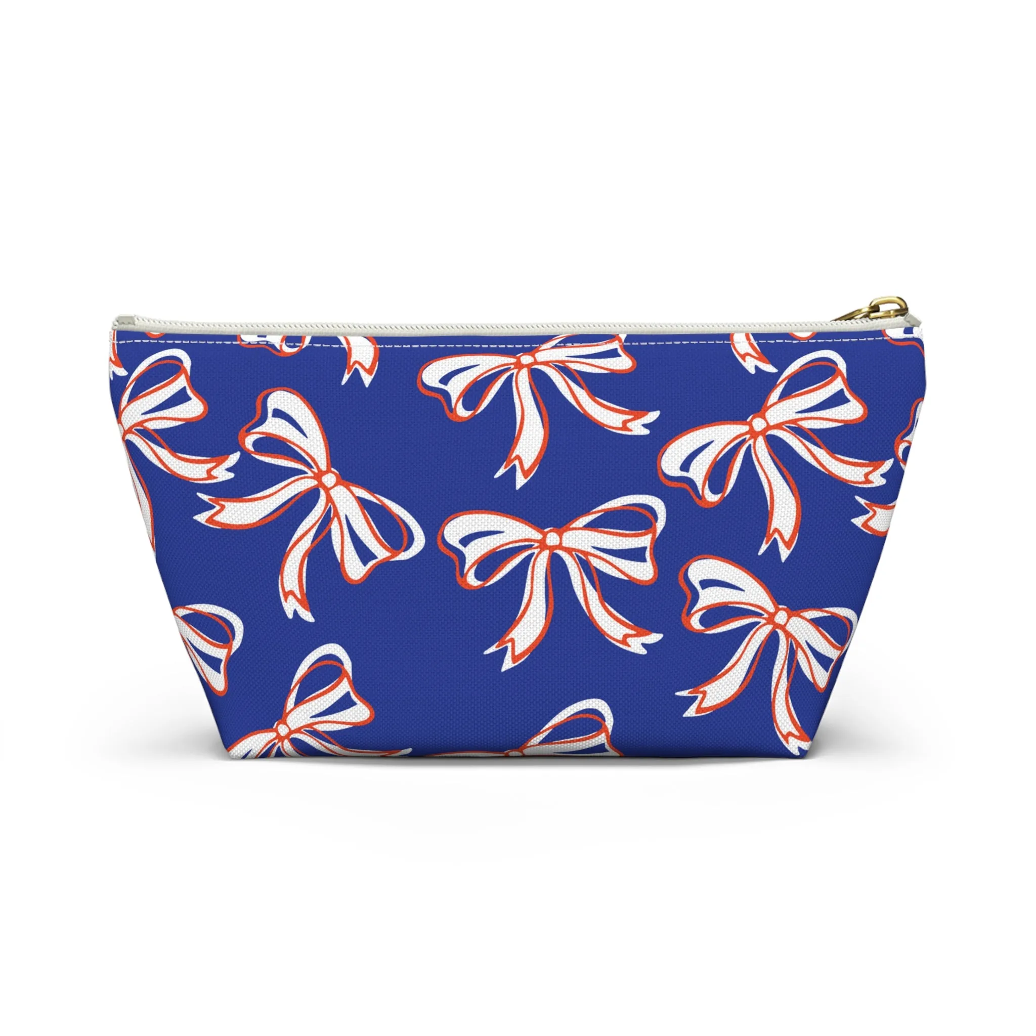 Trendy Bow Makeup Bag - Graduation Gift, Bed Party Gift, Acceptance Gift, College Gift, Florida Gators, UF, Blue and Orange