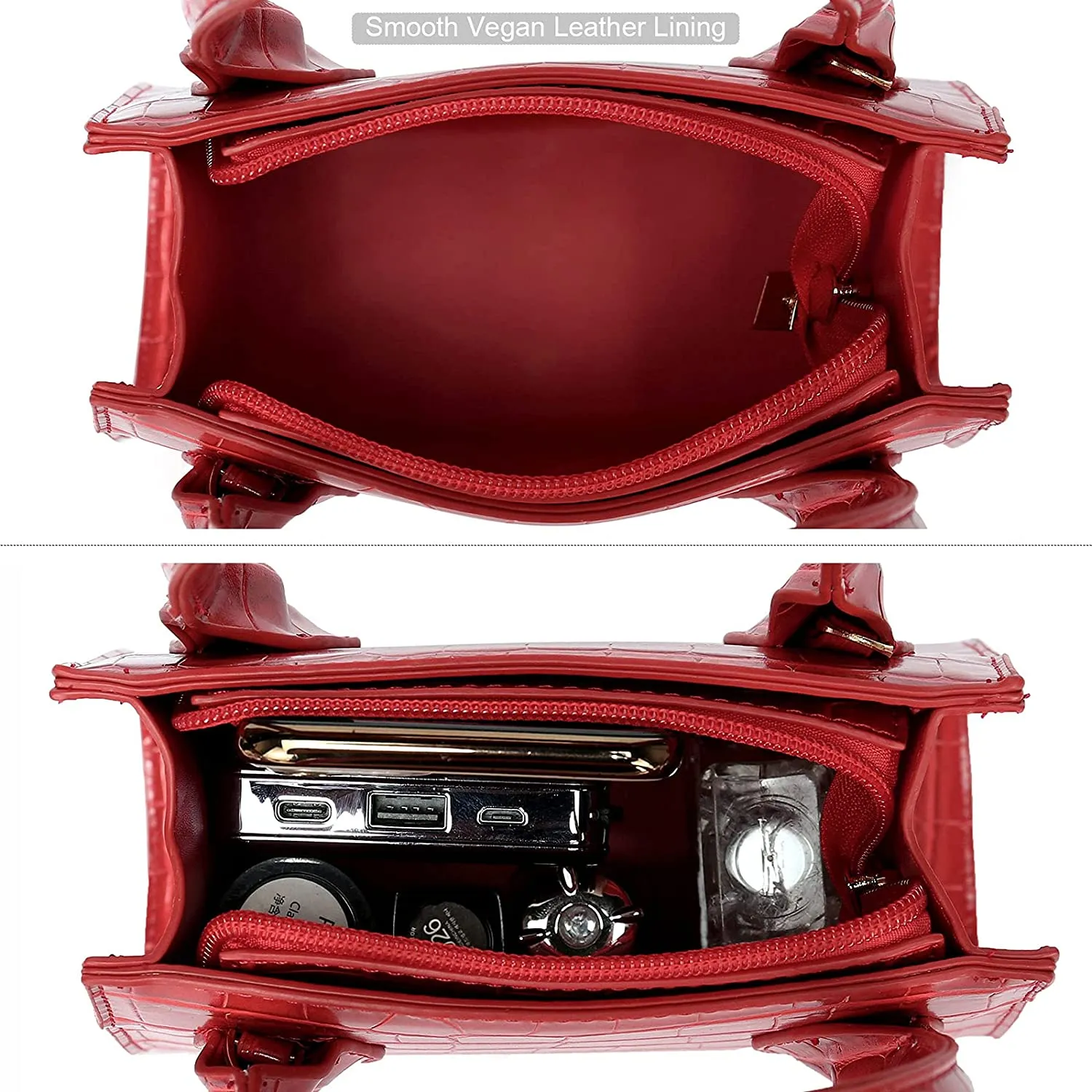 Trendy Red Mini Purse Crocodile Pattern Handbag