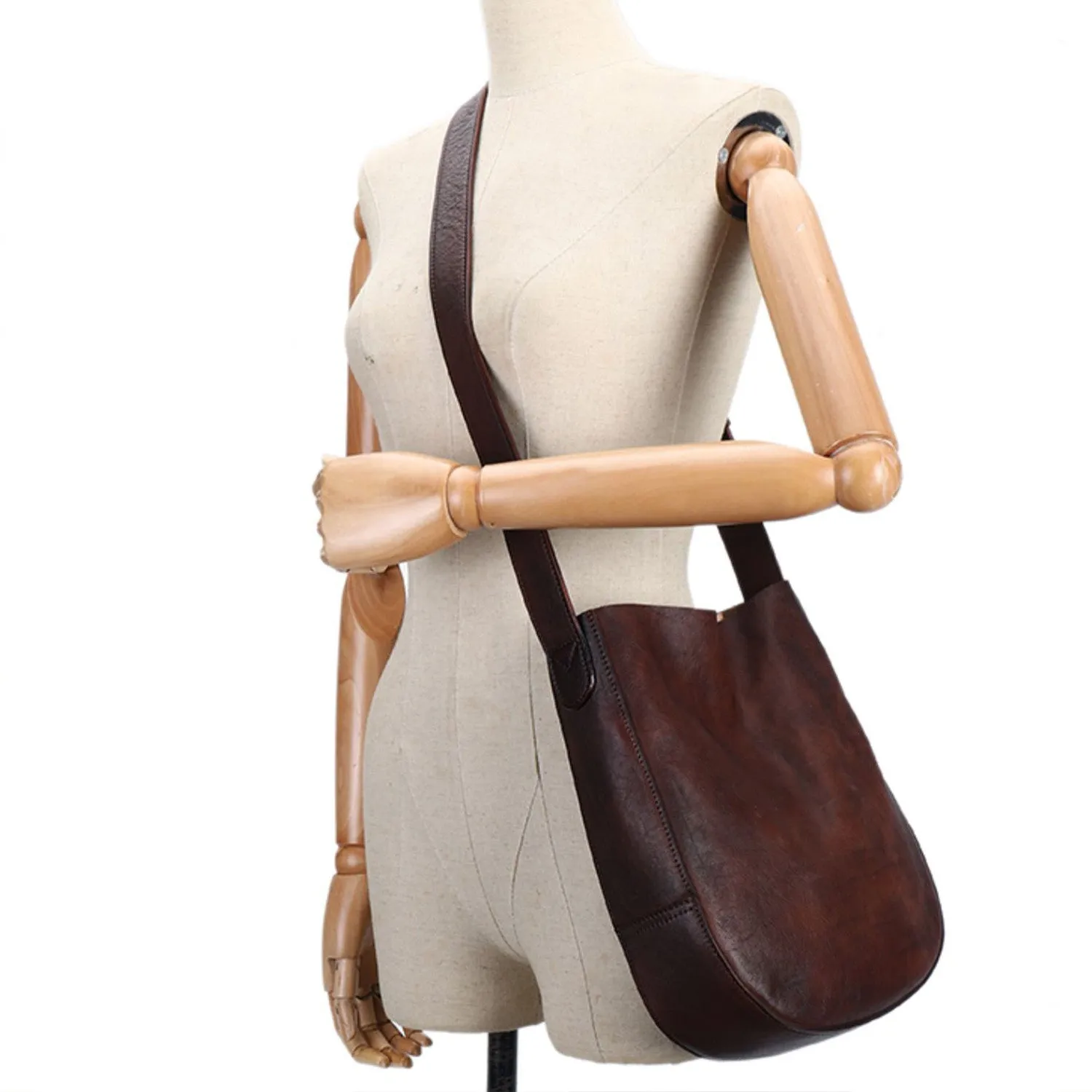 Vintage Womens Leather Tote Handbags Black Leather Shoulder Bag
