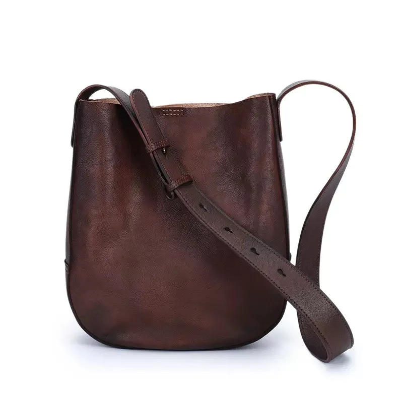 Vintage Womens Leather Tote Handbags Black Leather Shoulder Bag