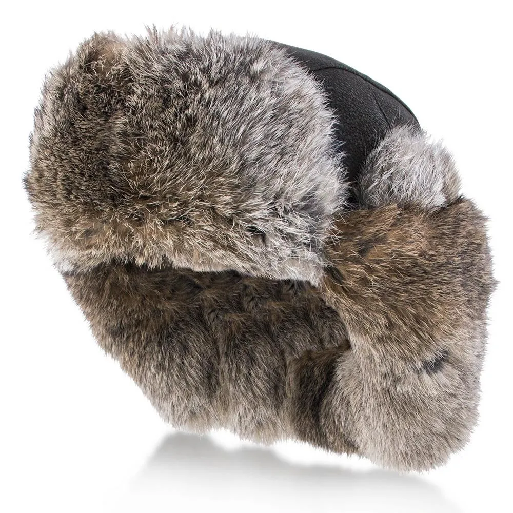 Walrus Hats Genuine Rabbit Fur Brown Trapper Hat
