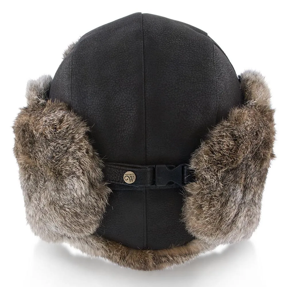 Walrus Hats Genuine Rabbit Fur Brown Trapper Hat