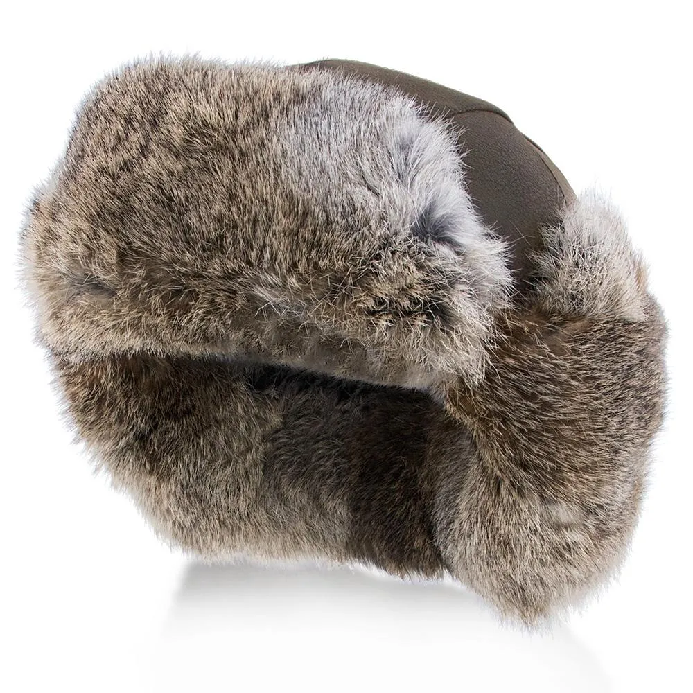 Walrus Hats Genuine Rabbit Fur Brown Trapper Hat