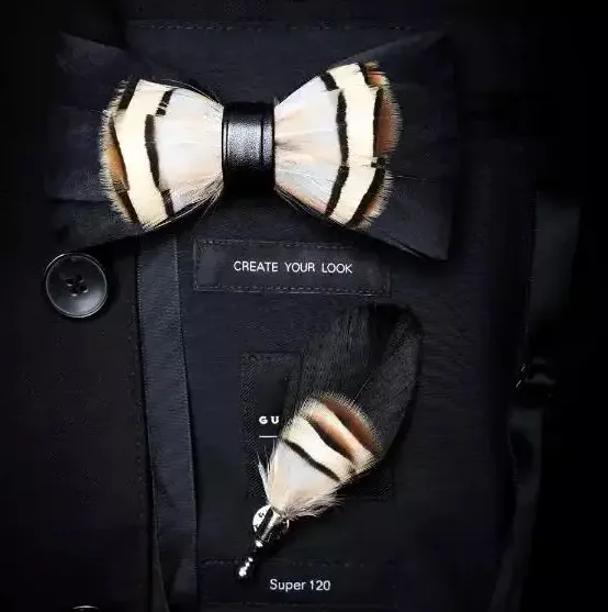Wild Brown Handmade Feather Bowtie